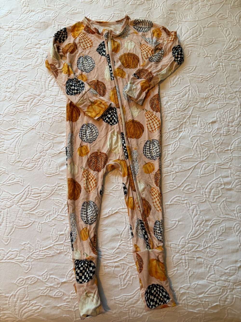 Little Crowns & Capes 18-24m Pumpkin Print Footed Halloween pj bamboo
